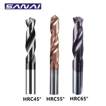 SANAI Volframo Karbido Grąžtas 1mm - 20mm HRC45° HRC55° HRC65° Twist Drill Bit CNC Staklės, Gręžimo Įrankiai, metalo apdirbimo Bitai