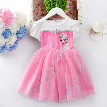 Korėjos Kūdikių Drabužiai Vaikams Princesė Suknelės Mergaitėms Užšaldyti Elsa Tinklelio Kostiumas Vestidos Vasaros Gimtadienis Vaikams Komplektai