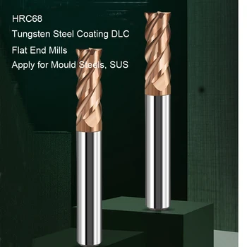 HRC68 LANKINIS Frezavimo Cutter Lydinio Danga Volframo Plieno Įrankis CNC Maching Endmill Kampo Apvalinimo Pabaigos Mills Dėl Pelėsių Plieno SUS
