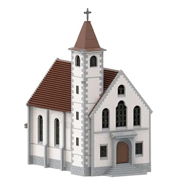 7517 VNT SS Žaislai Miesto Gatvės Scena Bažnyčios Statyba Blokai, Modulinės Architektūros Bloko Modelis