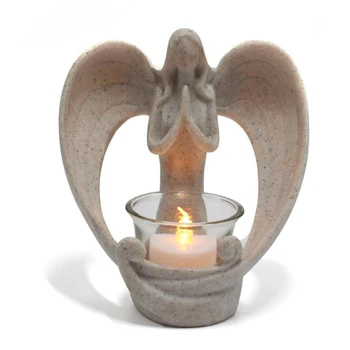 Derva Tealight Žvakių Laikiklis Užuojautos Atminimo Dovana, Mirgėjimas LED Žvakė, Angelas su Sparnais Figūrėlės Atminties Mylimam žmogui