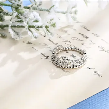 Efektingas papuošalai elegantiškas princess crown cirkonis moterų žiedas mados moterų šalis aksesuarai dovanos mergaitėms
