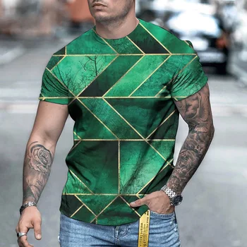 2021 vasaros naują T-marškinėliai vyrams ir moterims Geometrinės Marškinėliai trumpomis Rankovėmis 3D Atspausdintas T-Shirt Apvalus apykaklės Negabaritinių Marškinėliai