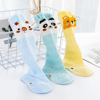 Vaikų panda lėlės vamzdis kojinės mergaitėms grynos medvilnės plona, orui, anti-uodų kojinės kūdikiui vasarą per kelio kojinės
