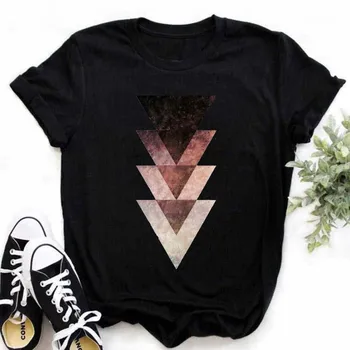 Maycaur T-marškinėliai Moterims 90-ųjų Drabužių Atsitiktinis Ponios Mielas Geometrijos Meilės Spausdinimo Mados Drabužių Grafinis Marškinėlius Viršuje Lady Moterų Tee