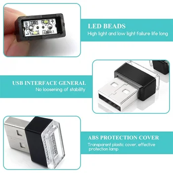 Spalvingas Spalvų Mini USB Šviesos diodų (LED) Modeliavimo Lengvųjų Automobilių, Aplinkos Šviesos Neonas Interjero Lengvųjų Automobilių Interjero Dekoratyvinės Šviesos, Automobilių Prekės,