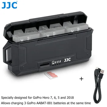JJC Triple USB Akumuliatoriaus Kroviklis su Micro SD / TF Kortelių Skaitytuvas Funkciją GoPro AABAT-001 Atveju leidimo Turėtojas apie GoPro Hero 7 6 5 2018