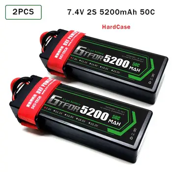GTFDR Lipo Baterijos 2vnt 7.4 V 5200mah 6500mAh 7000mAh 50C 60C HardCase Bateria Už Buggy, Truggy Vengiantysis BX trx4 SCX10 RC VISUREIGIS