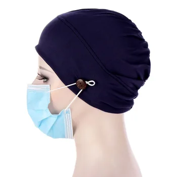 Rait moterų headwrap saldainiai spalvos mygtuką anti-nuotėkio kepurės Baotou kepurės šlifuota arba nešlifuota, sujungta pieno šilko spalvotų chemoterapija hijabs