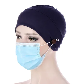 Rait moterų headwrap saldainiai spalvos mygtuką anti-nuotėkio kepurės Baotou kepurės šlifuota arba nešlifuota, sujungta pieno šilko spalvotų chemoterapija hijabs