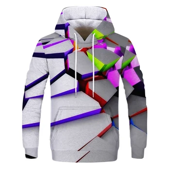 Rocaille, POP, Optinis stiliaus vyriški 3D spausdinimo vientisos spalvos hoodie rudens ir žiemos atsitiktinis negabaritinių medvilnės hoodie