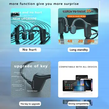2021 Naujas Kaulais Ausines Bluetooth 5.1 Belaidžio Ne In-Ear Ausinės Sweatproof Vandeniui Sporto Ausinės Ausinių