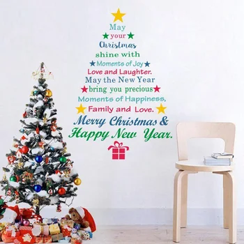 Spalvinga Linksmų Kalėdų Langas, Sienų Lipdukai, Plakatai, Lipdukai Vandeniui Palaima Laimingų Naujųjų Metų Kalėdų Eglutė Žvaigždės Namų Dekoro