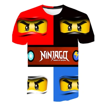 Lego Apvalios Kaklo trumpas rankovėmis atspausdintas T-shirt 2021 m. Vasarą naujagimį, O-Kaklo Marškinėliai, vaikiški drabužiai