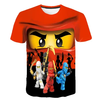 Lego Apvalios Kaklo trumpas rankovėmis atspausdintas T-shirt 2021 m. Vasarą naujagimį, O-Kaklo Marškinėliai, vaikiški drabužiai