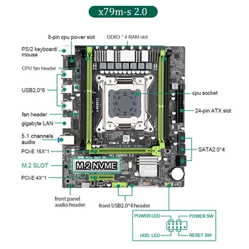 X79 2.0 chipset plokštė combo E5 2640V2 Procesorius M-ATX nvme M. 2 sąsaja CPU rinkinys