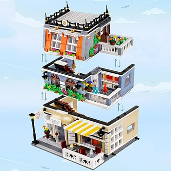 Kūrėjas Ekspertų Street View Gardon Viešbutis 1316Pcs Modelis Modulinės Ss Statybiniai Blokai, Plytos Grand Emporium Pet Knygų Parduotuvė