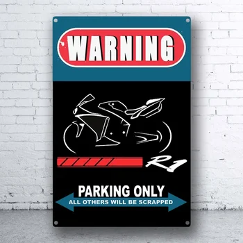 Įspėjimas Moto Yamaha R1 Automobilių Stovėjimo Aikštelė-Tik Tin Pasirašyti Bar Pub Namo Garažas Plakatas Metalo Plakatas Sienos Meno Dekoro