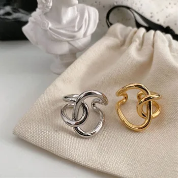 Naujas Madingas Reguliuojamas Aukso Žiedus Minimalistinio Knotting Kryžiaus Atidaryti Žiedai, Žiedas, skirtas Moterims, Priedai Didmeninė Metalo Stiliaus