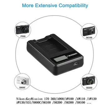 EN-EL12 ENEL12 baterija LCD, USB Kroviklis skirtas Nikon Coolpix S610 S610c S710 S620 S630 AW100s AW110s AW120s S8000, LT EL12 baterija