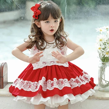 2021 Vaikų Vasaros Suknelė Lolita Girl Baby Princess Suknelės Kamuolys Suknelė Ispanijos Rankovių Kratinys Mielas, Vaikams, Suknelės, Vestidos