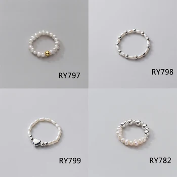 INZATT Nekilnojamojo 925 Sterlingas Sidabro Cirkonis Perlas Širdies Granulių Reguliuojamas Žiedo Moterų Minimalistinio Fine Jewelry Bohemijos Priedai