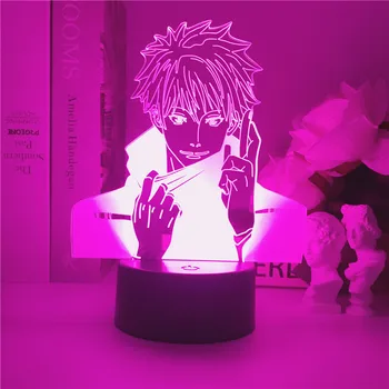 Džiudžiutsu Kaisen 3D Iliuzija LED Nakties Šviesos Manga Anime Gojo Satoru Gerbėjai Vaikų Kūrybos Dovanos Stalas Stalo Lempa RGB Blykstės Režimas Spalva