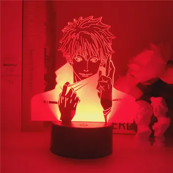 Džiudžiutsu Kaisen 3D Iliuzija LED Nakties Šviesos Manga Anime Gojo Satoru Gerbėjai Vaikų Kūrybos Dovanos Stalas Stalo Lempa RGB Blykstės Režimas Spalva