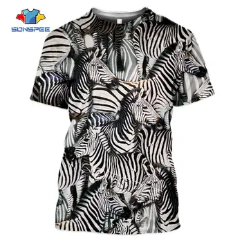 SONSPEE Juokinga Zebras Spausdinti Moterų Tee Mados 3D Gyvūnų liūtas, tigras T-Shirt Vasaros Atsitiktinis Vyrų marškinėlius Streetwear Harajuku Drabužiai