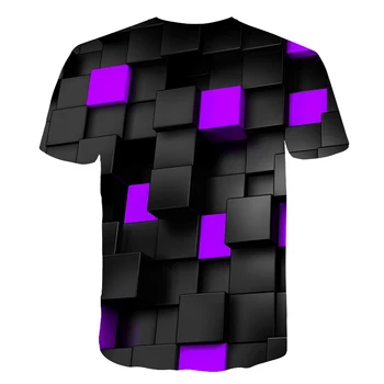Karštą Vasaros trimatis 3D Cube T-shirt Vyrai Moterys Mados 3D Tetris Marškinėliai trumpomis Rankovėmis Harajuku Hip-Hop Mielas Marškinėlius