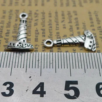 20 vienetų/lot 11*20mm Antikvariniai sidabro spalvos Metalo bokštas švyturio žavesio karoliai pakabukas apyrankę key chain 