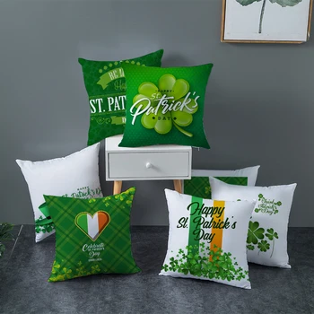 Namų St. Patrick ' s Day žalia, persiko pergamento pagalvę nustatyti Airijos Nacionalinė Diena keturių lapų, žolės užvalkalas