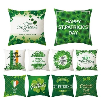 Namų St. Patrick ' s Day žalia, persiko pergamento pagalvę nustatyti Airijos Nacionalinė Diena keturių lapų, žolės užvalkalas
