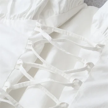 TRAF Moterų 2021 Mados Saldus Mados Seksualus Smocked Apkarpytos Tvarstis baltos Palaidinės Derliaus Trumpas Rankovės Moterų Marškiniai Streetwear