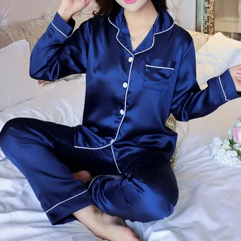 2021 M. Pavasarį, Vasarą, Naujas Elegantiškas Mados Atsitiktinis Moterų Lady Satino Pižama Nustatyti Pyjama Sleepwear Naktiniai Drabužiai Loungewear Homewear