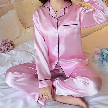 2021 M. Pavasarį, Vasarą, Naujas Elegantiškas Mados Atsitiktinis Moterų Lady Satino Pižama Nustatyti Pyjama Sleepwear Naktiniai Drabužiai Loungewear Homewear