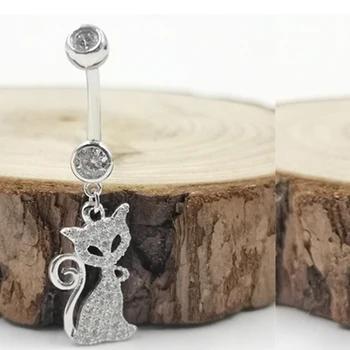 Cirkonis kristalų Kačių bamba žiedas bamba auskarų vėrimo papuošalai 925 sterlingas sidabro mielas gyvūnų moterų sexy intymūs papuošalai
