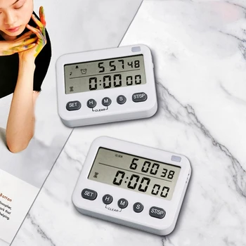 YS-218 Skaitmeninis Laikmatis 100 Valandą Dual Skaičiuoti ir Suskaičiuoti Iki Virtuvės Laikmatis su Magnetu Kabinti Laikiklis Didelis LCD Ekranas
