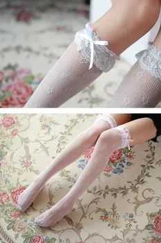 Japonijos Lolita didelis vamzdis virš kelio jk nėrinių kojinės nėrinių korėjos retro Sen moterų anime lolita krūva kojinių