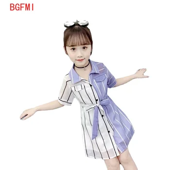 2020 Bamblys Baby Girl Vasaros Suknelė Paaugliams Trumpas rankovėmis Kelio ilgis Suknelės, Atsitiktinis, Gražus Mokyklos Stiliaus Grupė Gimtadienio Drabužiai