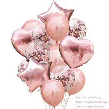 Rose Aukso Vestuvių Kolbų Prekių Konfeti Latekso Baloons Baby Shower Džiaugtis Gimtadieniu Laišką Folija Balionų Šalis Apdaila