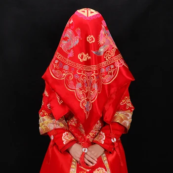 Raudona hijab nuotakos vestuvių šydas, Kinijos rodyti Wo drabužiai
