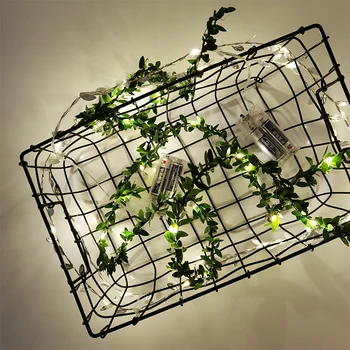 2M 20 LED Dirbtinis Žalios Lapinės Ivy Vynuogių Girlianda 