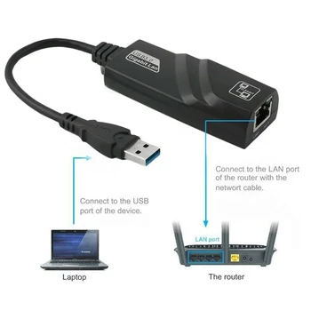 USB 3.0 Tinklo plokštė 10/100/1000 Mbps RJ45 Ethernet LAN Tinklo Adapteris, Skirtas Nešiojamojo kompiuterio Darbalaukio TV Box RJ45 USB Jungtis