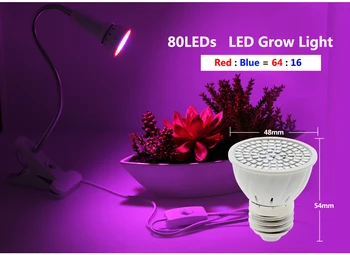 LED Grow Light E27 220V 80 200 290 Led Augalų Augimo Lemputės Patalpų Sodo Augalai, Gėlių Auginimas Apšvietimas.