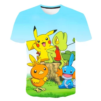 Mada Vaikams, marškinėliai Poliesterio Audinio Trumpas Rankovės Juokinga Pikachu marškinėliai Berniukams, Vaikų Drabužiai, 2021 M. Vasarą Kūdikių Drabužiai Mergaitėms