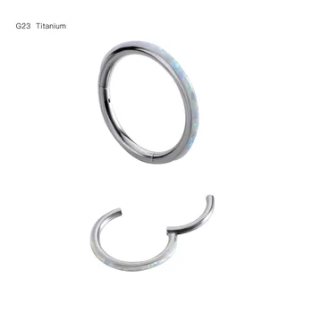 10vnt/Daug Titano G23 Opal Naujos Besiūlių Uždengimo Segmento Žiedas Clicker Ausies Kremzlės Nosies Hoopas Pertvaros Blizgesį 16Gx8/10mm