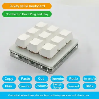 Mini 9-klavišas Klaviatūra USB Laidinio Mechaninė Klaviatūra Numpad Paramos Makro Funkcija C Tipo su USB Laidu Pc Nešiojamas Žaidimų Pho