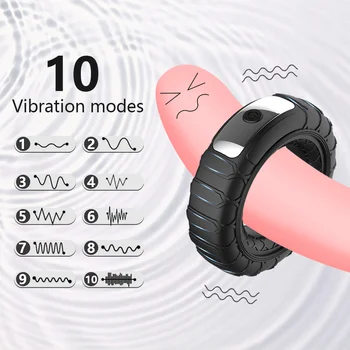 10 Dažnių Vibratorius Gaidys Silikoniniai Žiedai Sekso Žaislai Atidėti Ejakuliacija Stiprus Vibruojantis Penis Erekcijos Intymios Prekes Suaugusiems Vyras