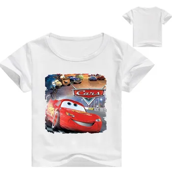 Naujas Baby Berniukas Animaciją Pixar Automobilių Žaibas McQueen, Vaikų trumpomis Rankovėmis T Shirts Merginos Top Tee Medvilnės vaikų vasaros drabužių balta